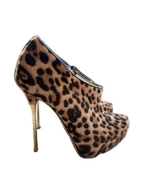 Brian Atwood COHEN Leopard Pony Hair Spike Metal Heel Booties